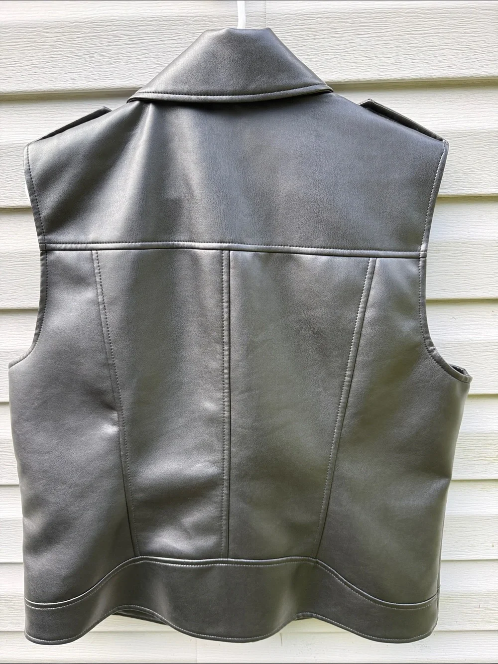 Evereve | Faux Leather Biker Moto Vest size Large Black